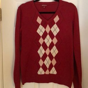 Red Sweater with Argyle accent